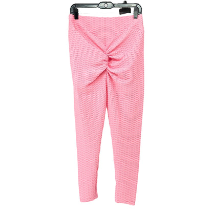 Textured Scrunch Butt Leggings Womens XXL Pink High-Waisted Poly Spandex Blend