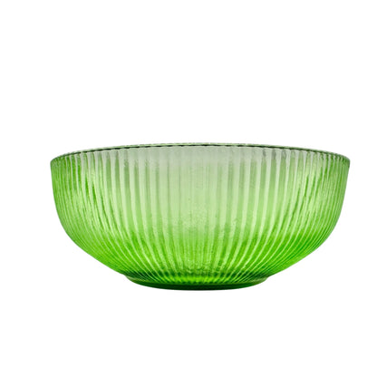 E.O. Brody Co. Green Glass Ribbed Bowls Set Of 2 Vintage Made In Cleveland USA