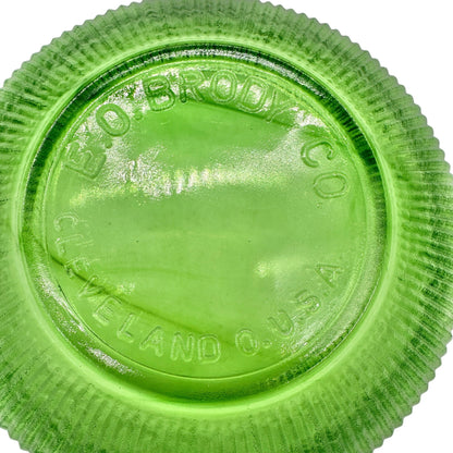 E.O. Brody Co. Green Glass Ribbed Bowls Set Of 2 Vintage Made In Cleveland USA
