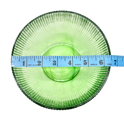 E.O. Brody Co. Green Glass Ribbed Bowls Set Of 2 Vintage Made In Cleveland USA