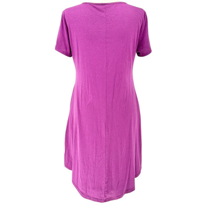 Womens Casual Dress XL A-Line Purple SS Pockets Cotton Blend Soft Lightweight