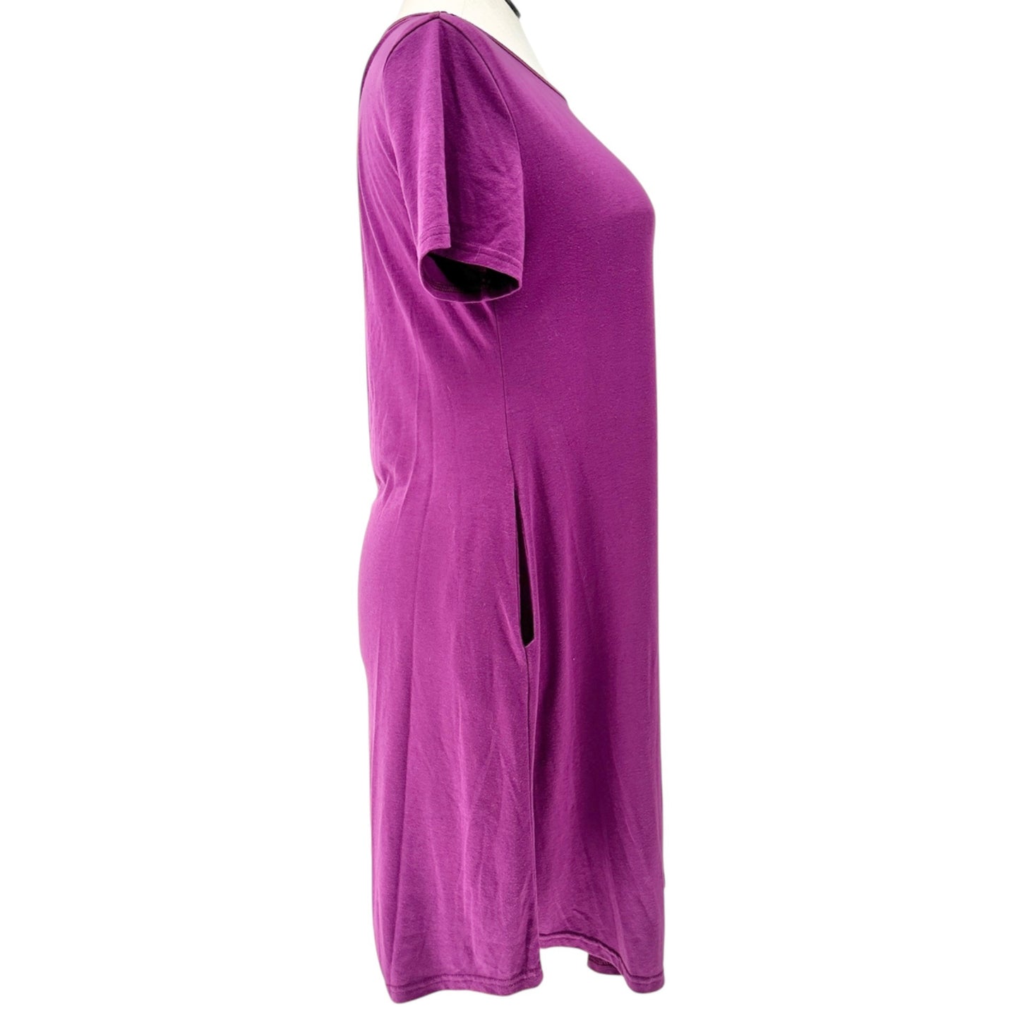 Womens Casual Dress XL A-Line Purple SS Pockets Cotton Blend Soft Lightweight