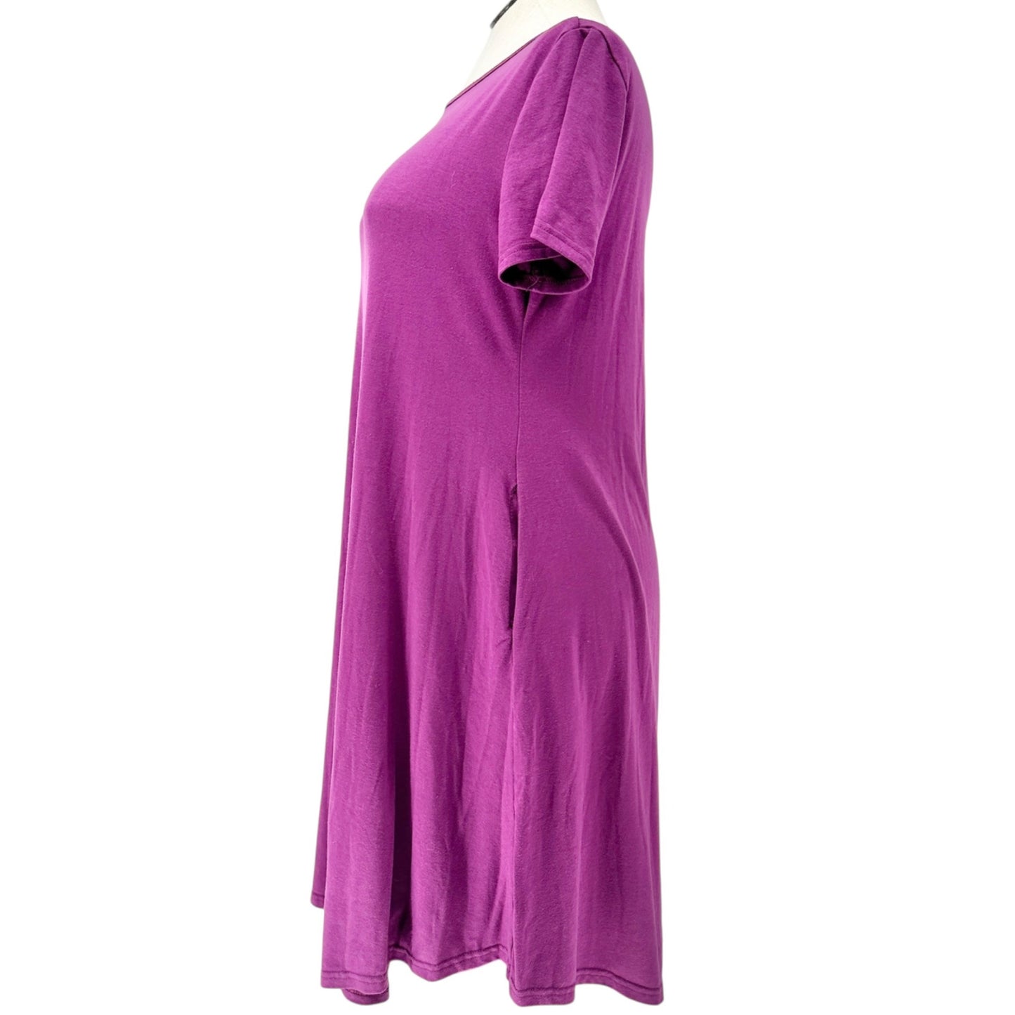 Womens Casual Dress XL A-Line Purple SS Pockets Cotton Blend Soft Lightweight
