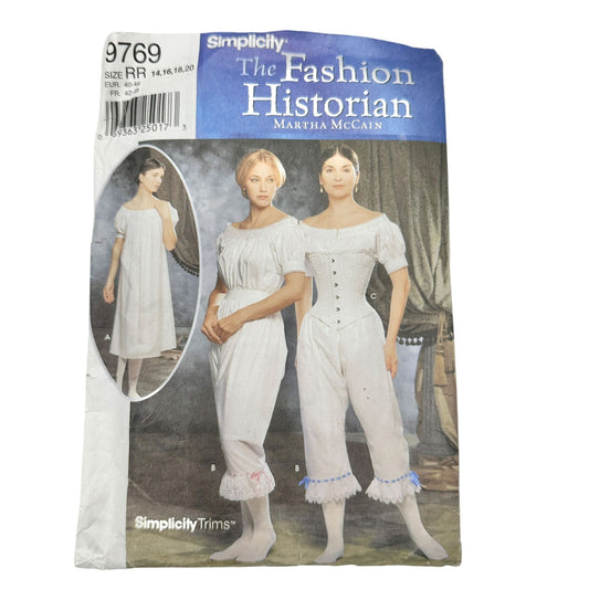 Simplicity 9769 Fashion Historian Sewing Pattern Sizes 14-20 Civil War Costumes
