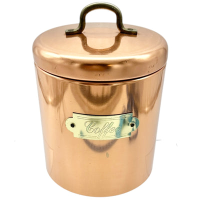 Vintage Bristol Ware Copper Coffee Canister With Lid 7 in Tall x 5 in Dia