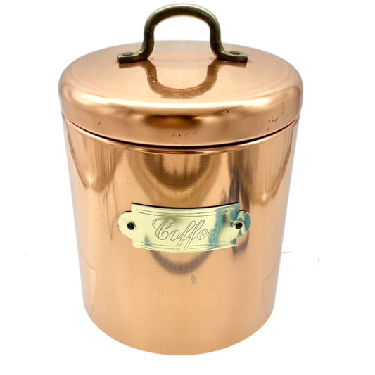 Vintage Bristol Ware Copper Coffee Canister With Lid 7 in Tall x 5 in Dia