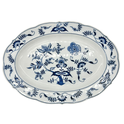 Blue Danube Oval Serving Platter 14x10 White Blue Floral Pattern Porcelain Dish