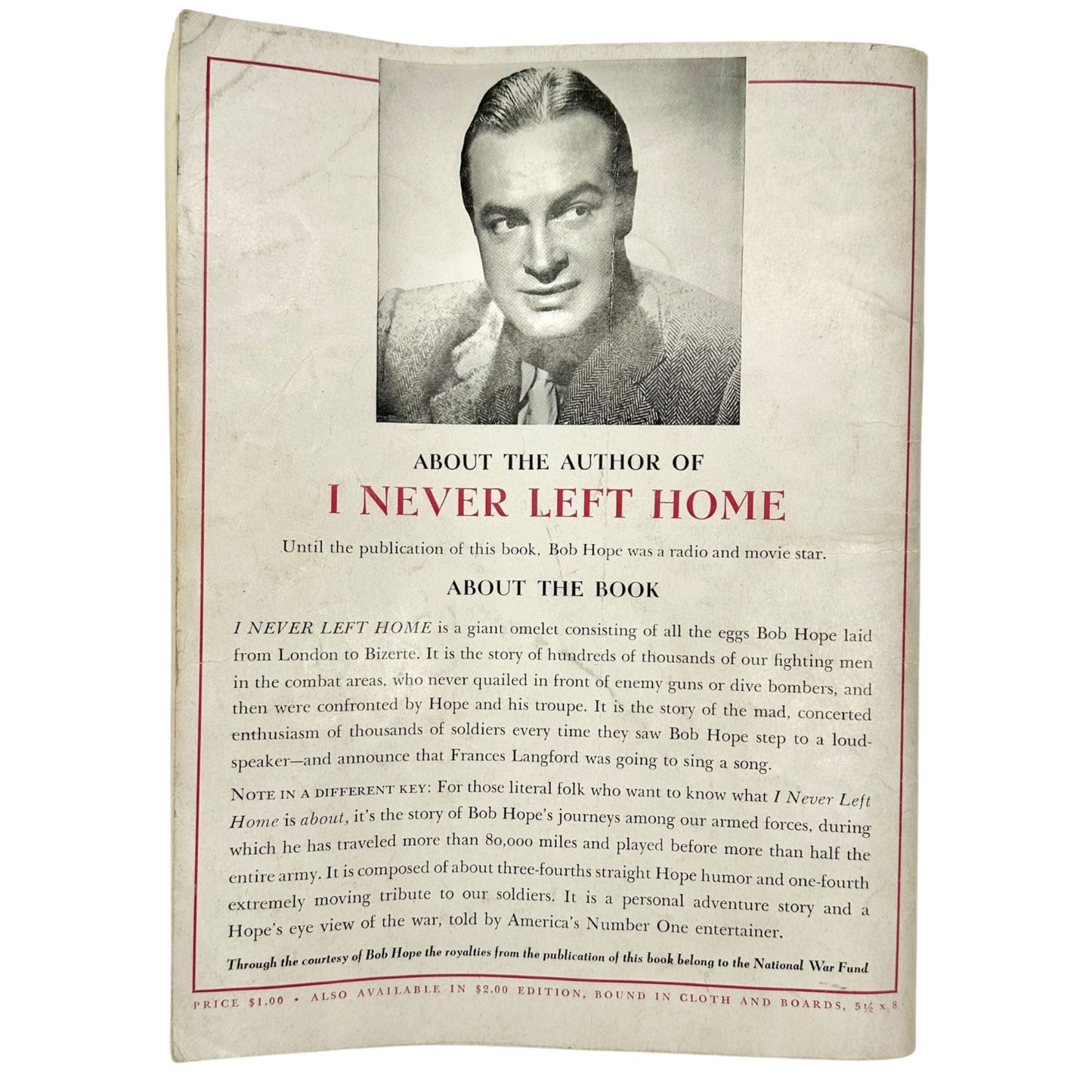 Bob Hopes Own Story I Never Left Home 1944 Paperback WWII Humorous Memoir