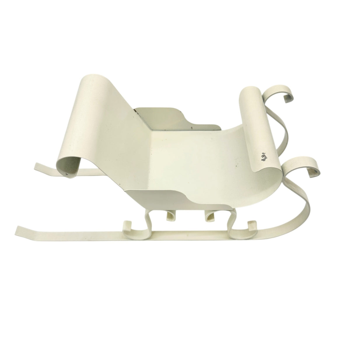 Decorative White Sleigh Candle Holder Etched Glass Pinecones Holiday Greenery