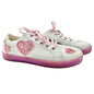 FabKids Glitter Heart Sneakers Girls US 5 White Pink with Light Up Soles Lace Up