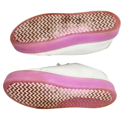 FabKids Glitter Heart Sneakers Girls US 5 White Pink with Light Up Soles Lace Up