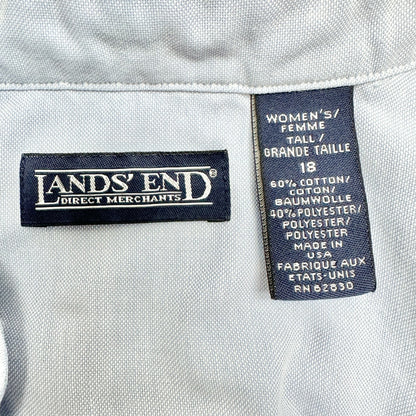 Lands End Button Down Dress Shirt Tailored Womens 18 Tall Cotton Poly USA Made