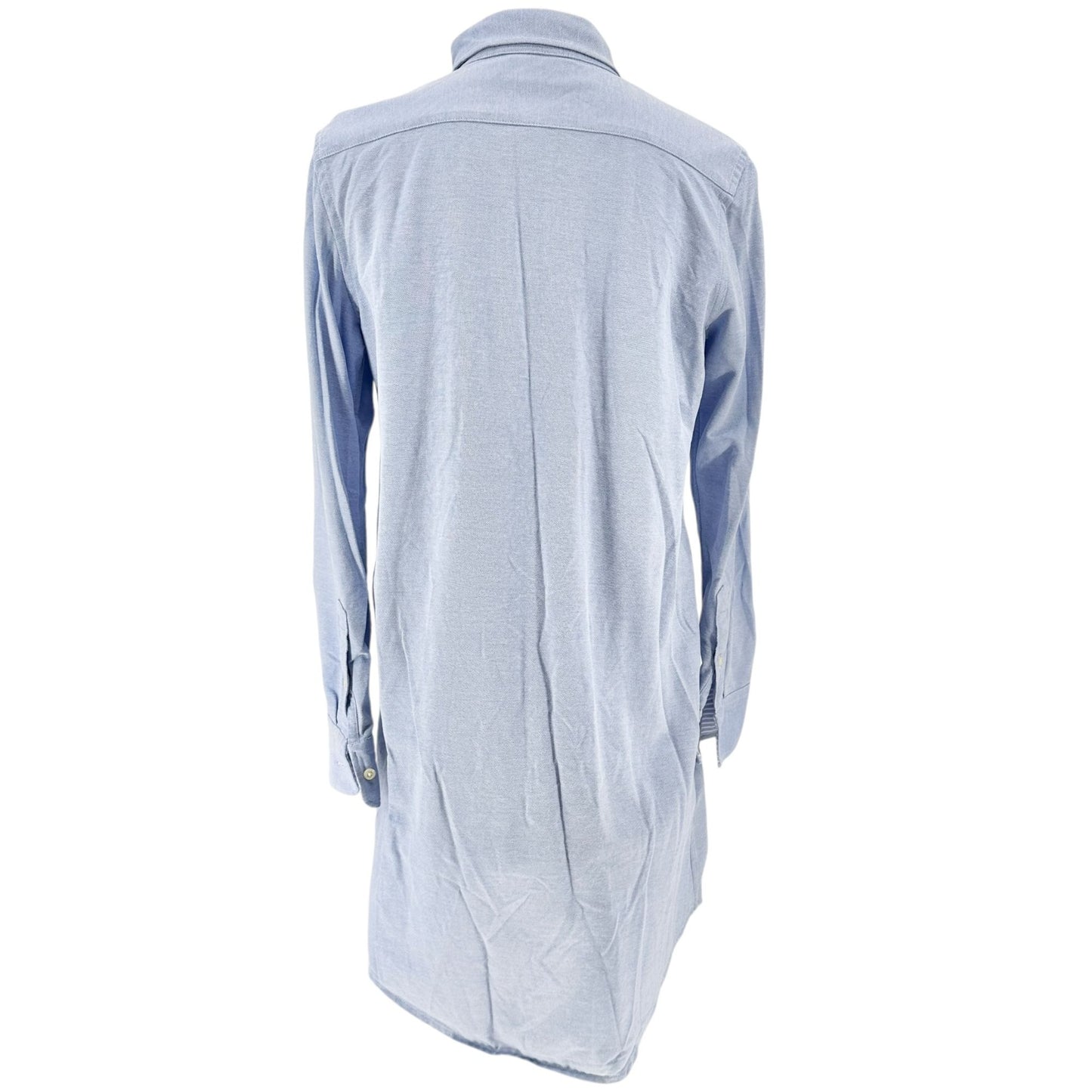 Ralph Lauren Oxford Shirt Dress Womens Large Blue 100% Cotton Knit Long Sleeves