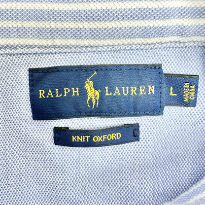 Ralph Lauren Oxford Shirt Dress Womens Large Blue 100% Cotton Knit Long Sleeves