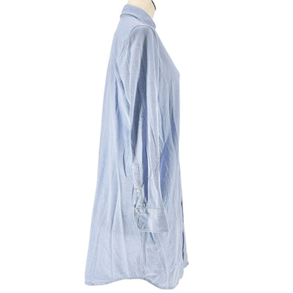 Ralph Lauren Oxford Shirt Dress Womens Large Blue 100% Cotton Knit Long Sleeves