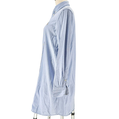 Ralph Lauren Oxford Shirt Dress Womens Large Blue 100% Cotton Knit Long Sleeves