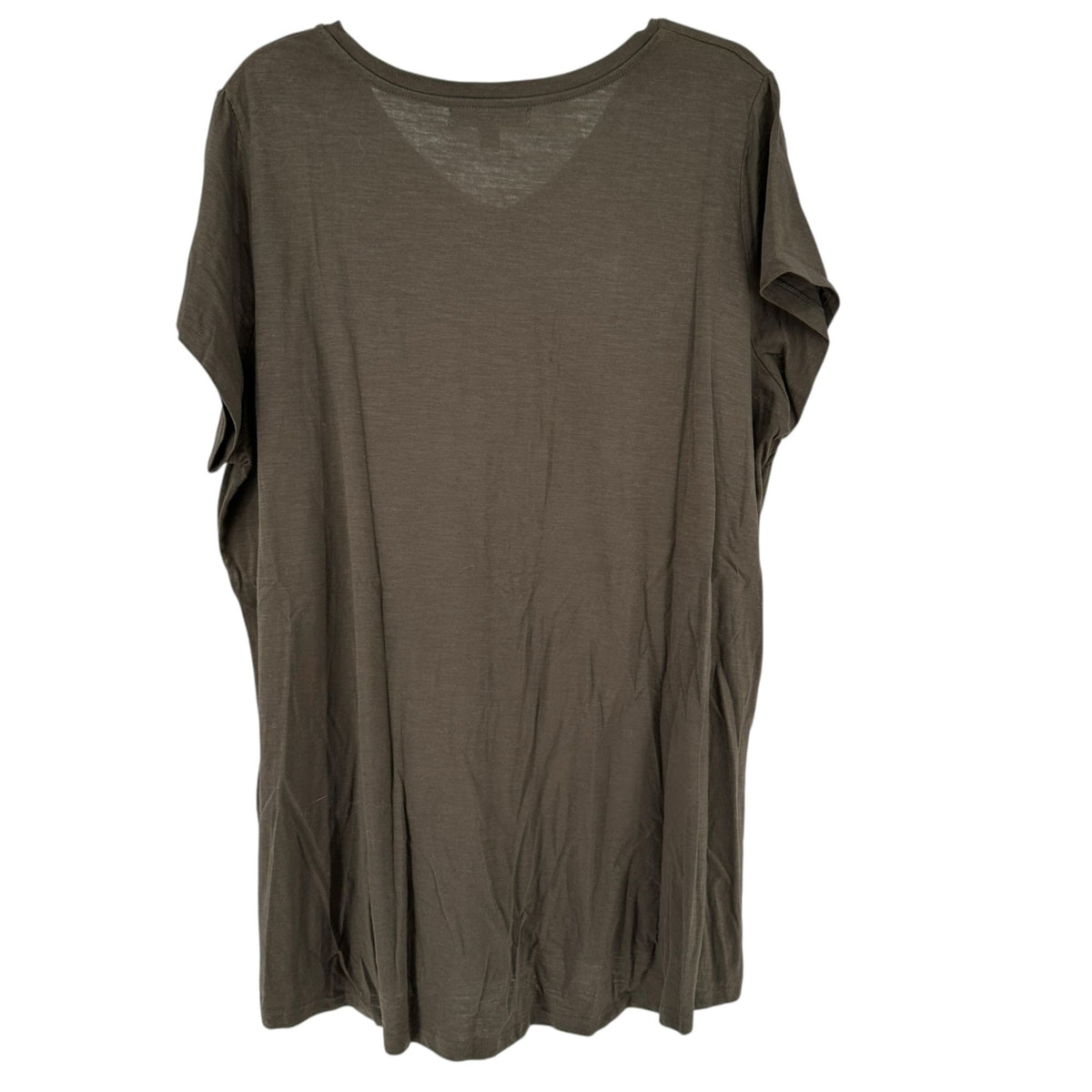Ellos Womens V-Neck Graphic Tee Rock & Roll Wild At Heart 1X Brown Cotton