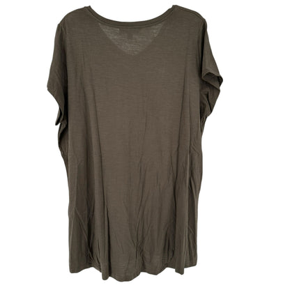 Ellos Womens V-Neck Graphic Tee Rock & Roll Wild At Heart 1X Brown Cotton