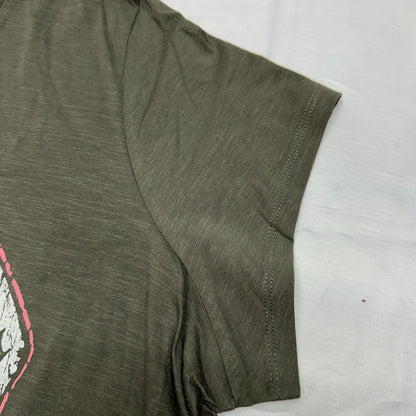 Ellos Womens V-Neck Graphic Tee Rock & Roll Wild At Heart 1X Brown Cotton