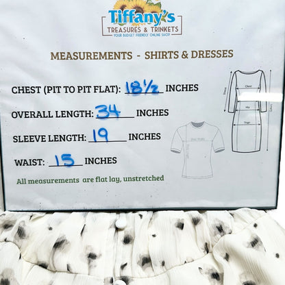 Simply Vera Vera Wang Dress Womens M White Beige Floral Print Ruffled Chiffon LS