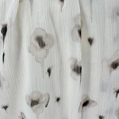 Simply Vera Vera Wang Dress Womens M White Beige Floral Print Ruffled Chiffon LS