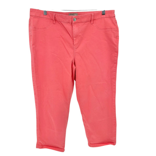 Chicos Size 3 Capri Pants Womens XL 16 Pink Cotton Blend Stretch Pockets