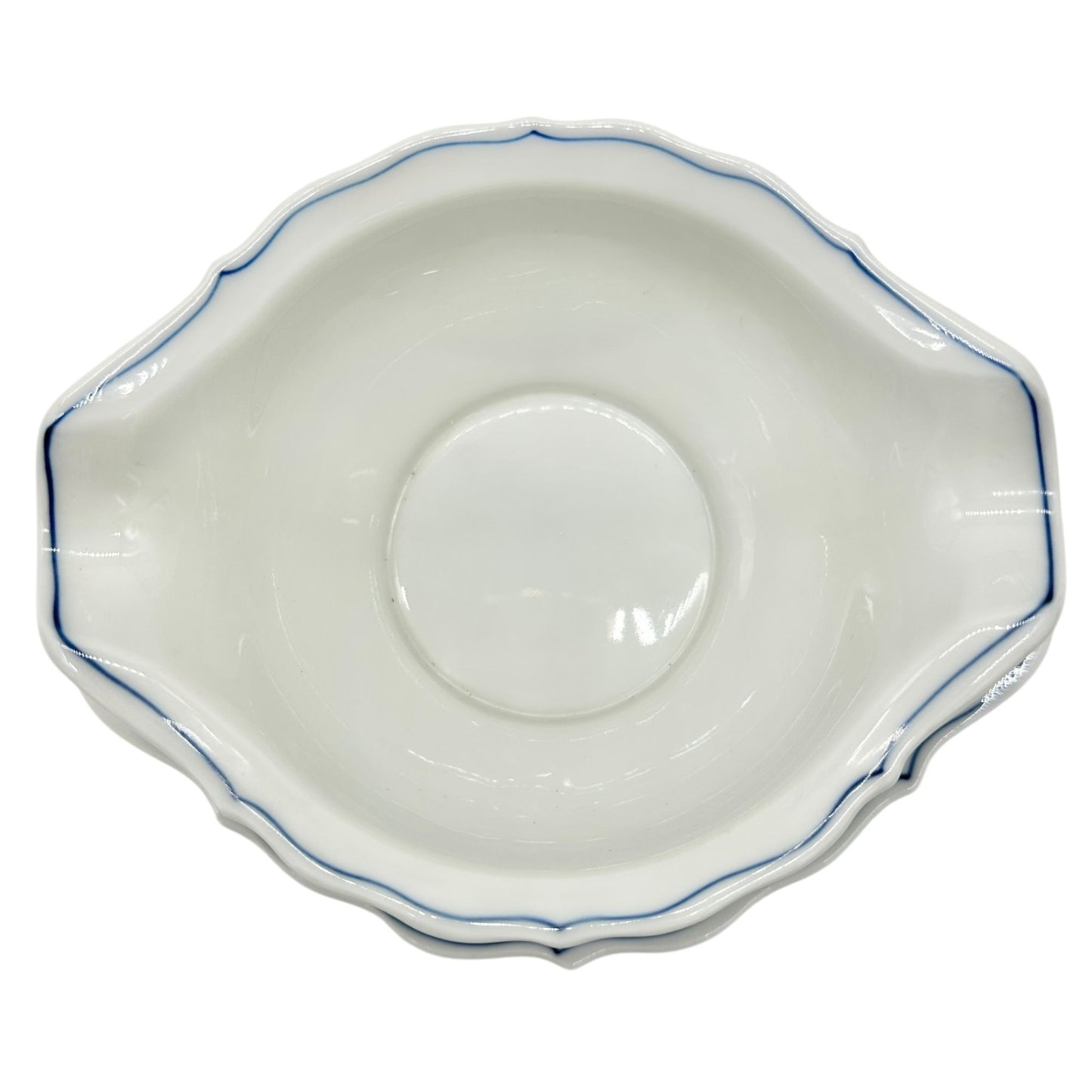 Blue Danube Double Spout Gravy Boat With Plate White Blue Floral Porcelain Vtg