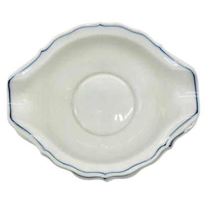 Blue Danube Double Spout Gravy Boat With Plate White Blue Floral Porcelain Vtg