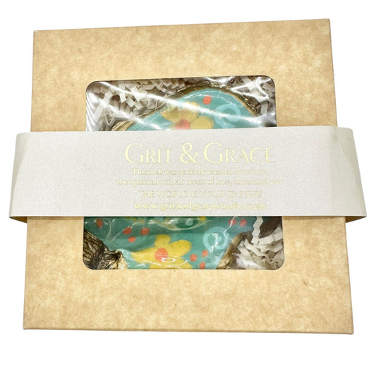 Grit and Grace Oyster Shell Trinket Dish Decor 5x3 The World is Your Oyster