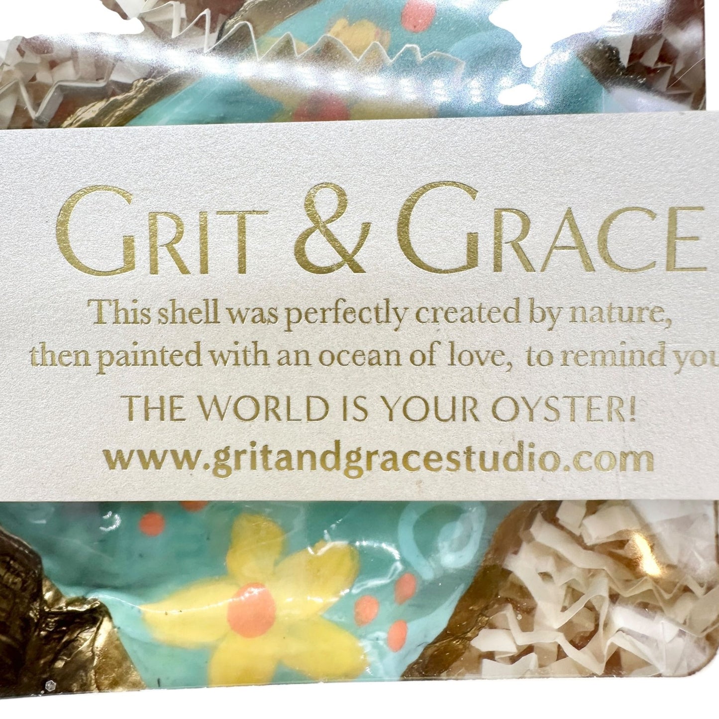 Grit and Grace Oyster Shell Trinket Dish Decor 5x3 The World is Your Oyster