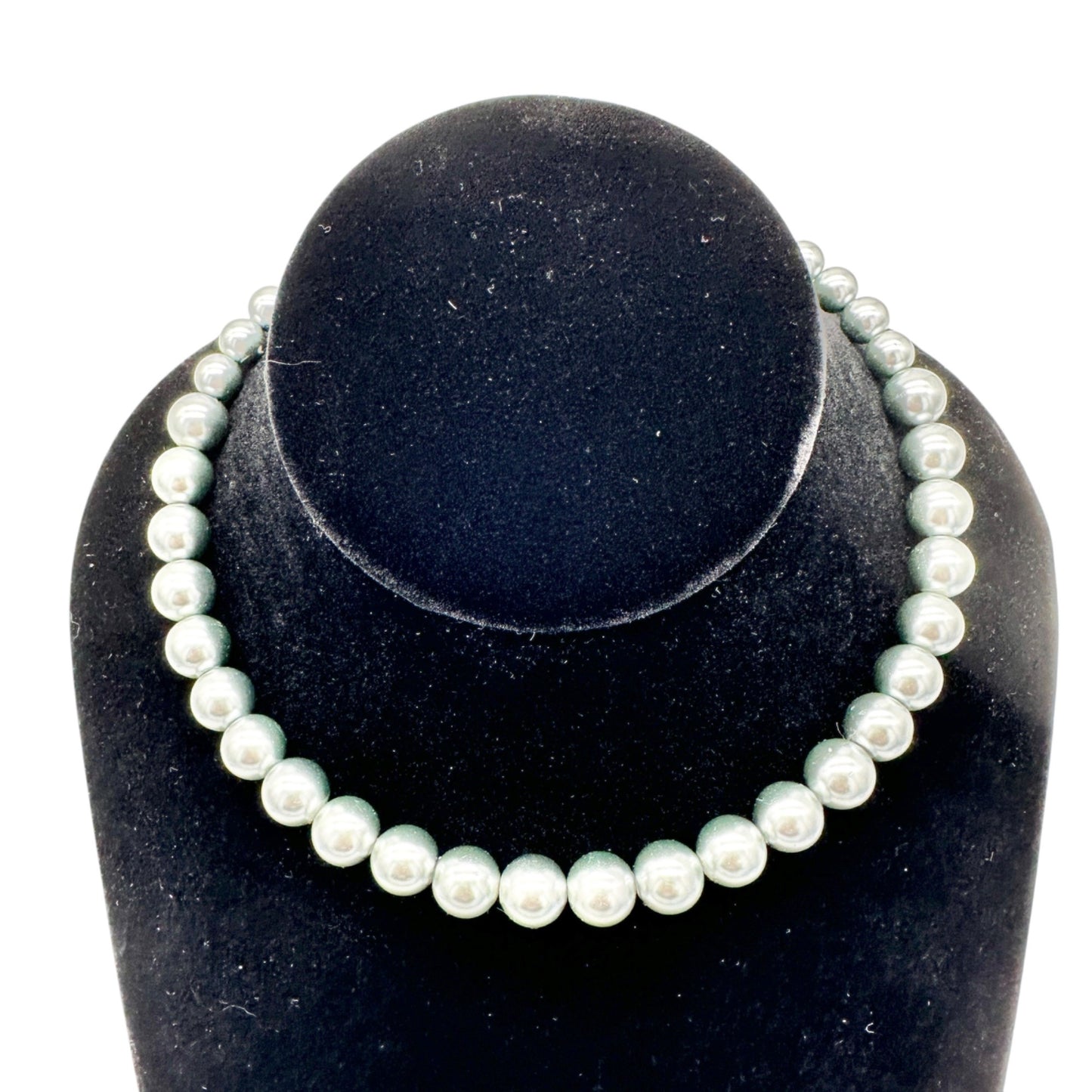 Elegant Express Graduated Gray Faux Pearl Choker Necklace Lobster Clasp 15 inch