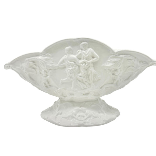 Antique Alcabaca Portugal Planter Centerpiece Fruit Bowl White Ceramic 17x8x6.5