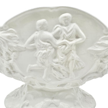 Antique Alcabaca Portugal Planter Centerpiece Fruit Bowl White Ceramic 17x8x6.5