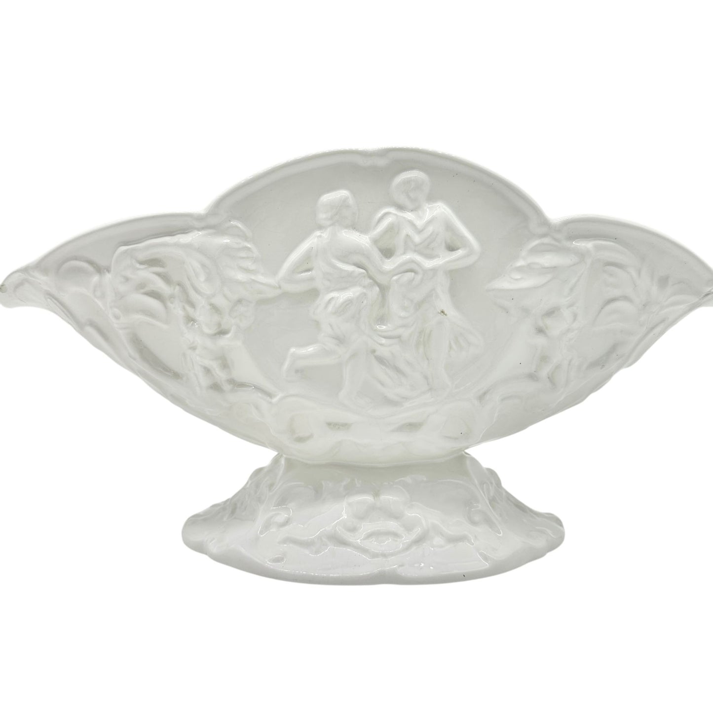 Antique Alcabaca Portugal Planter Centerpiece Fruit Bowl White Ceramic 17x8x6.5