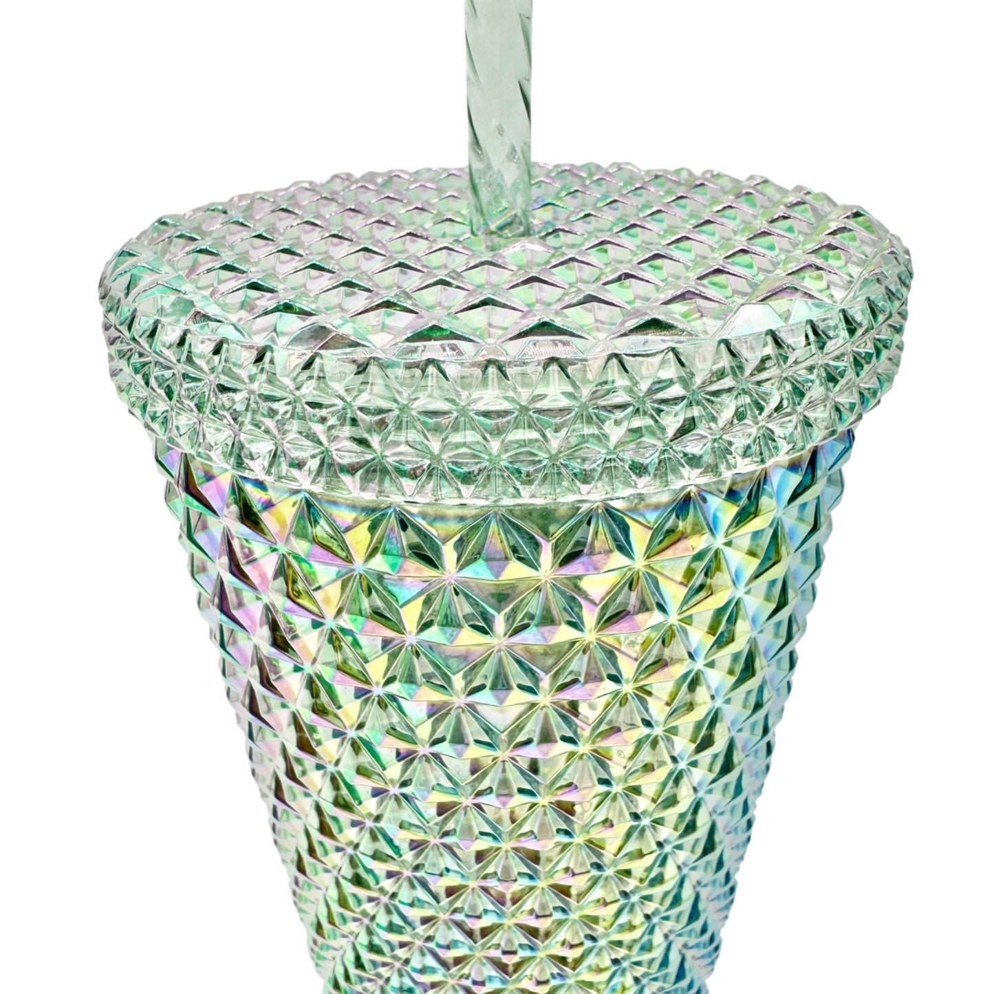 Holiday Time Green Iridescent Textured Tumbler With Straw 26 Oz BPA-Free Durable