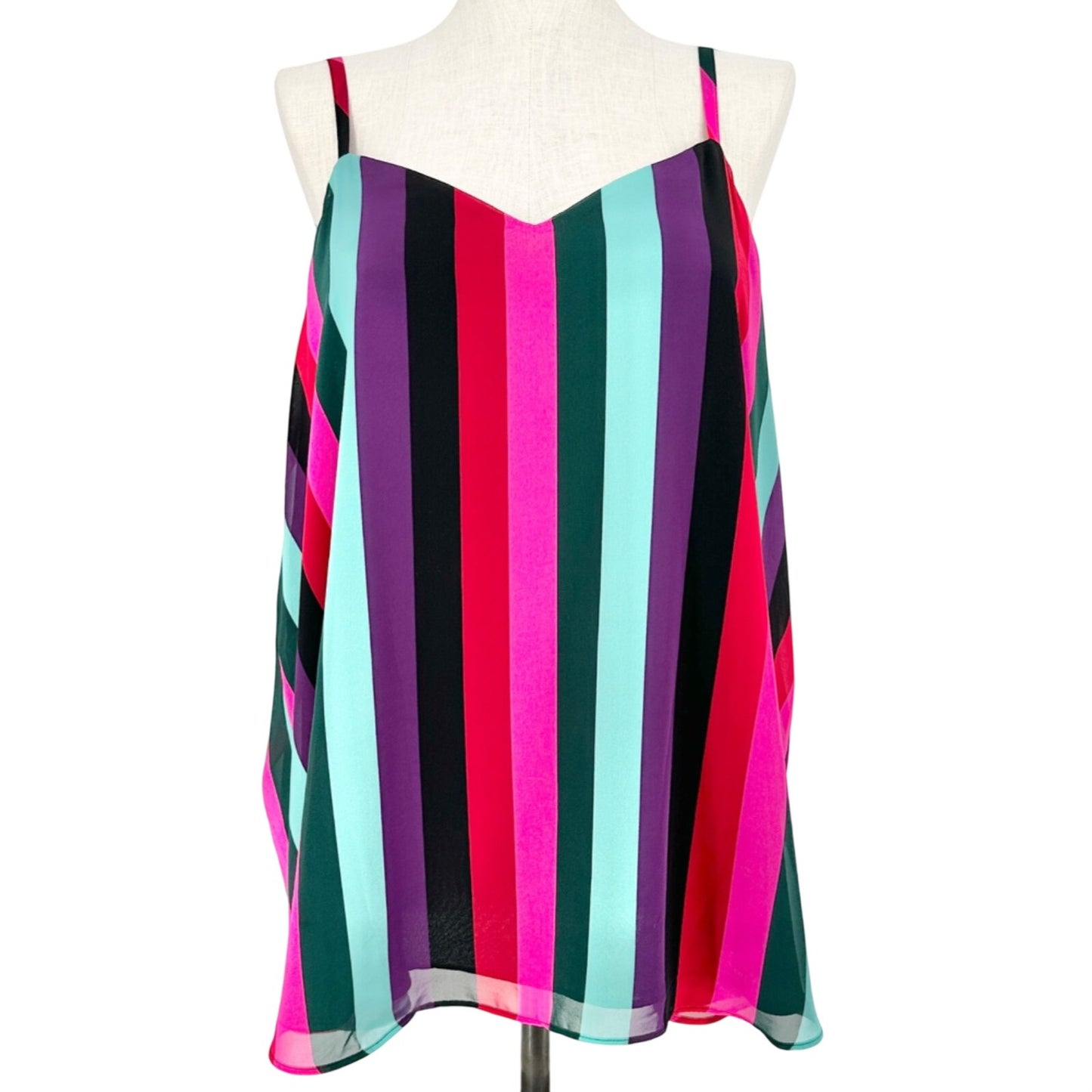 Torrid 3 Sophie Sleeveless Swing Cami Top Bright Multicolor Stripe Size 22-24