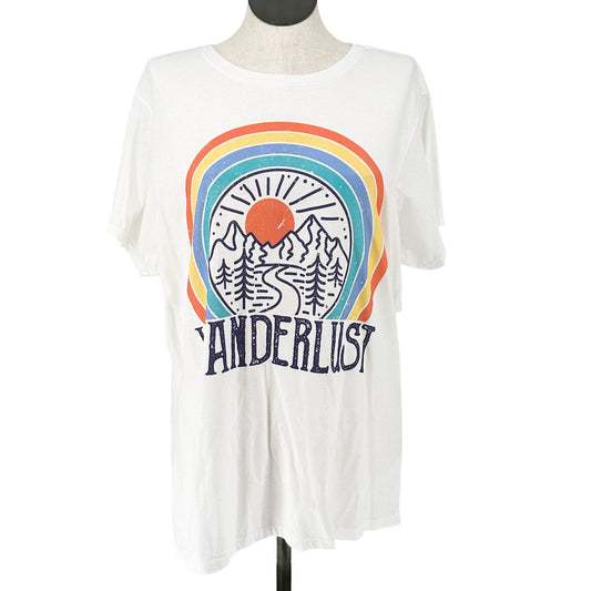 Wanderlust Graphic Tee White 3XL Cotton Ring Spun Relaxed Fit by Port & Company