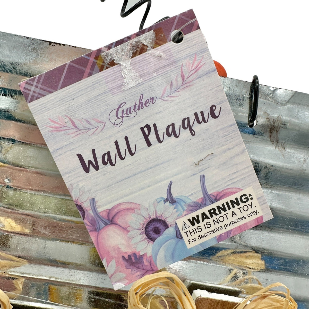 Give Thanks Metal Wall Plaque 14"W x 9.5"H Rustic Decor By Gather NWT