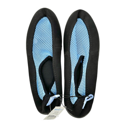 Ladies Aqua Sock L 9-10 Black Blue Lightweight Comfortable Slip-On Design NWT