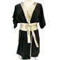 Native Rose Vintage Kimono Dress Womens 8 Black Gold Silk Lined Made in USA NYC