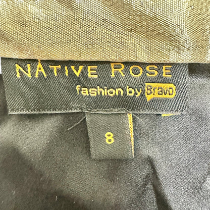 Native Rose Vintage Kimono Dress Womens 8 Black Gold Silk Lined Made in USA NYC