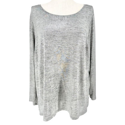 Westport 1962 Top Womens 2X Silvery Gray Long Sleeve Polyester Blend Comfortable