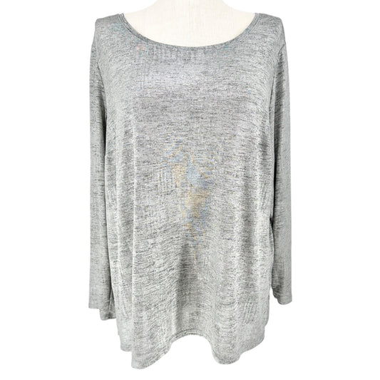 Westport 1962 Top Womens 2X Silvery Gray Long Sleeve Polyester Blend Comfortable