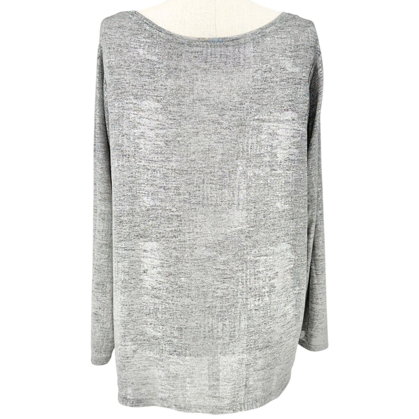 Westport 1962 Top Womens 2X Silvery Gray Long Sleeve Polyester Blend Comfortable