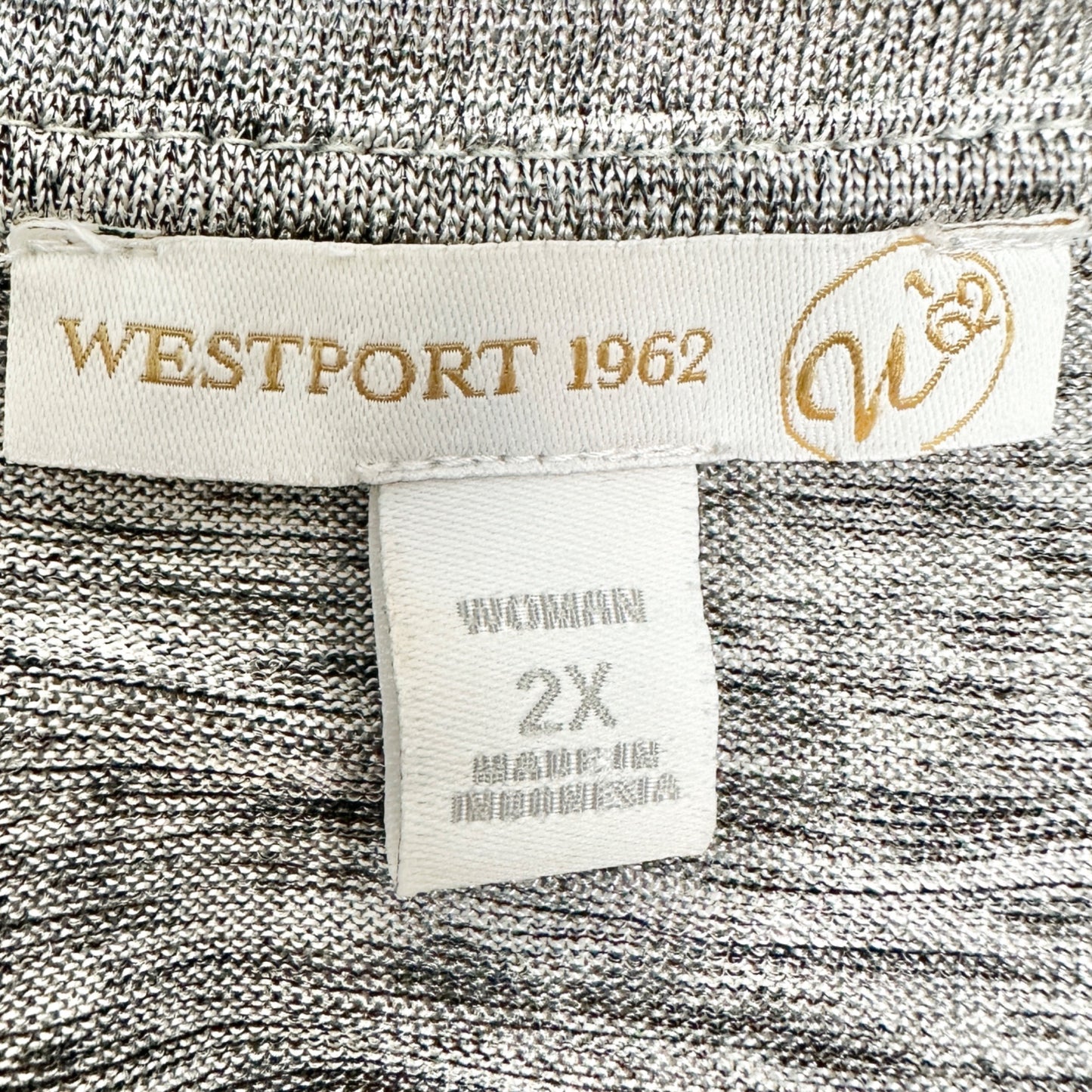 Westport 1962 Top Womens 2X Silvery Gray Long Sleeve Polyester Blend Comfortable