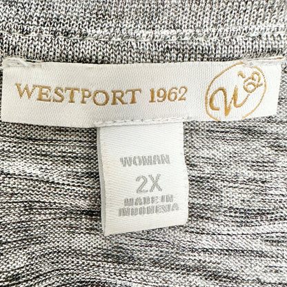 Westport 1962 Top Womens 2X Silvery Gray Long Sleeve Polyester Blend Comfortable