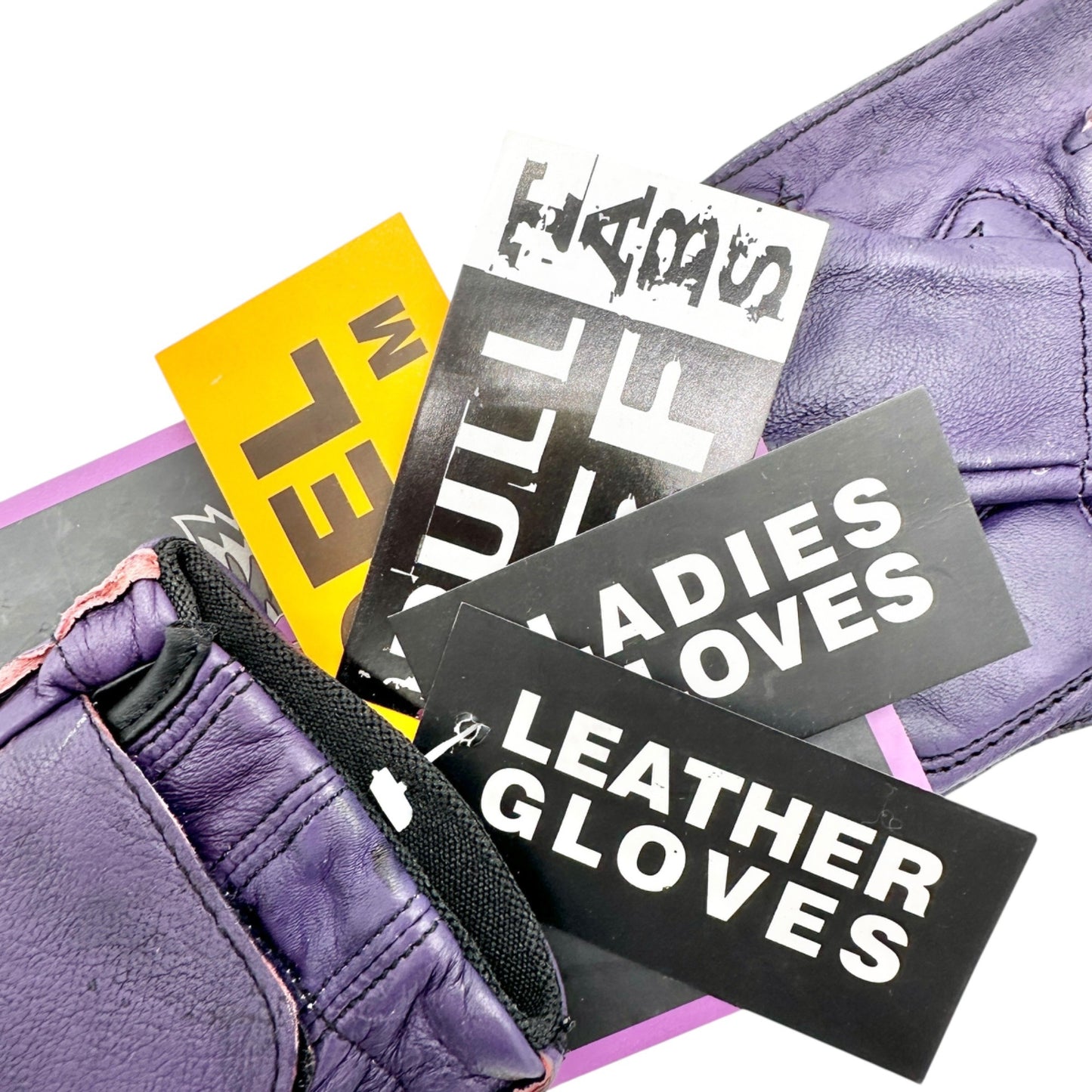 Ladies Purple Fingerless Leather Gloves With Gel Palm and Pull-Off Tabs by Unik