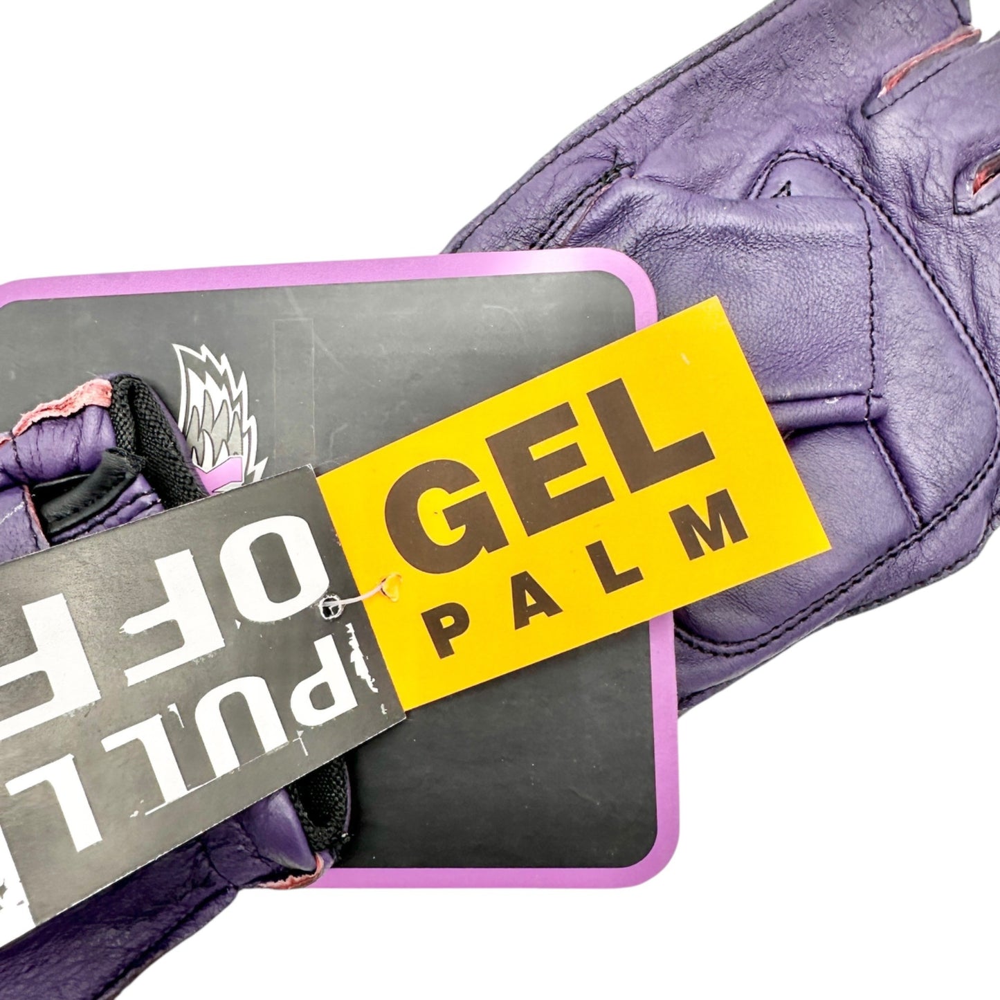 Ladies Purple Fingerless Leather Gloves With Gel Palm and Pull-Off Tabs by Unik