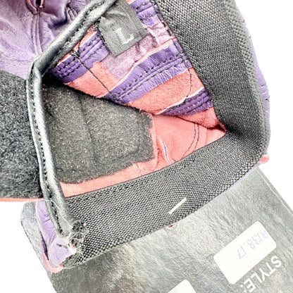 Ladies Purple Fingerless Leather Gloves With Gel Palm and Pull-Off Tabs by Unik