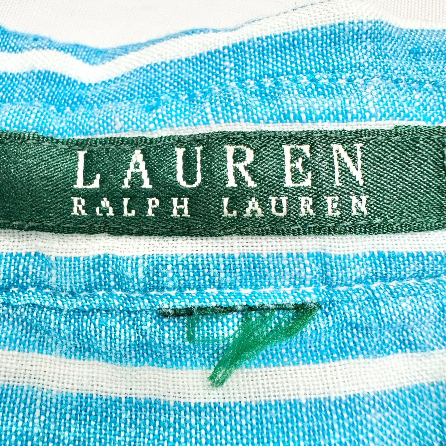 Lauren Ralph Lauren Button Up Shirt Womens L Blue White Striped LS Cotton Blend